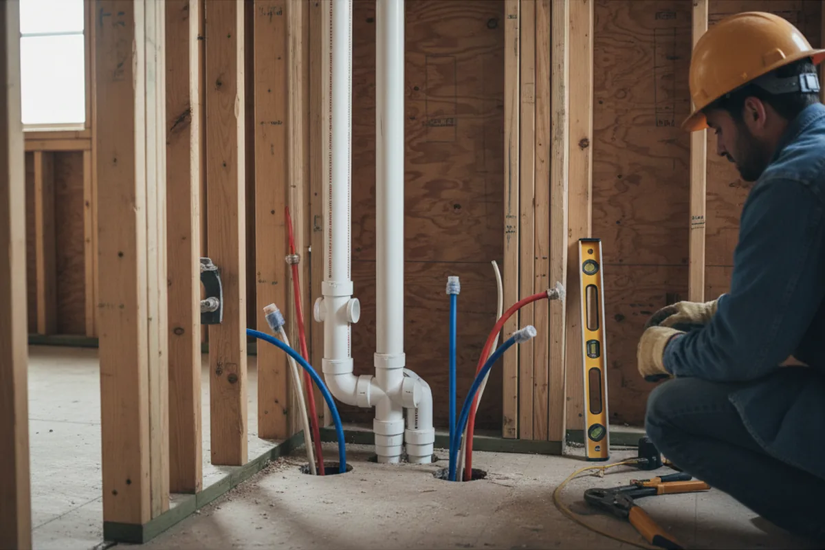 Drain and supply rough-in during Toilet Repair and Installation in North Hampton